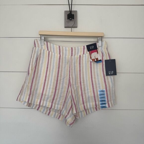 Gap Women’s Large Linen Striped Shorts New - Picture 1 of 6